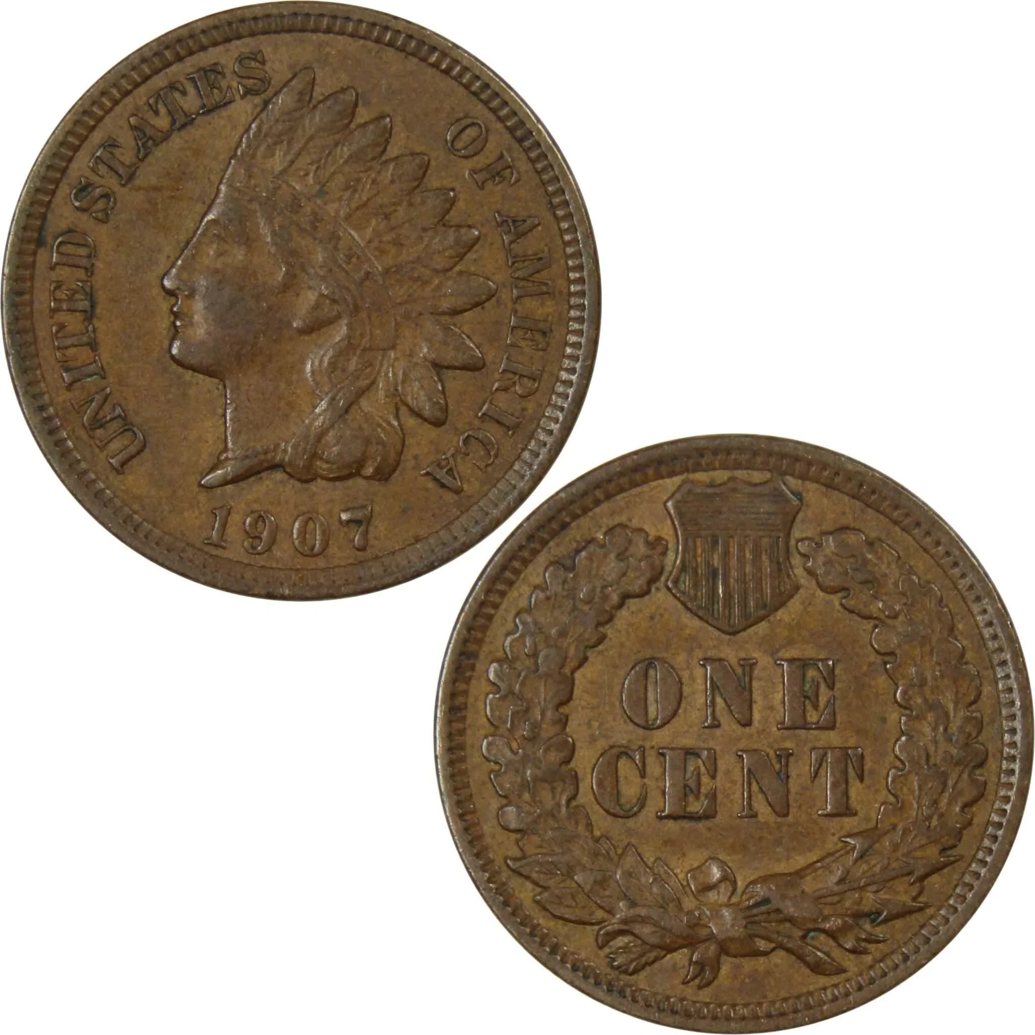 1907 Indian Head Cent XF EF Extremely Fine Bronze Penny 1c Coin Collectible