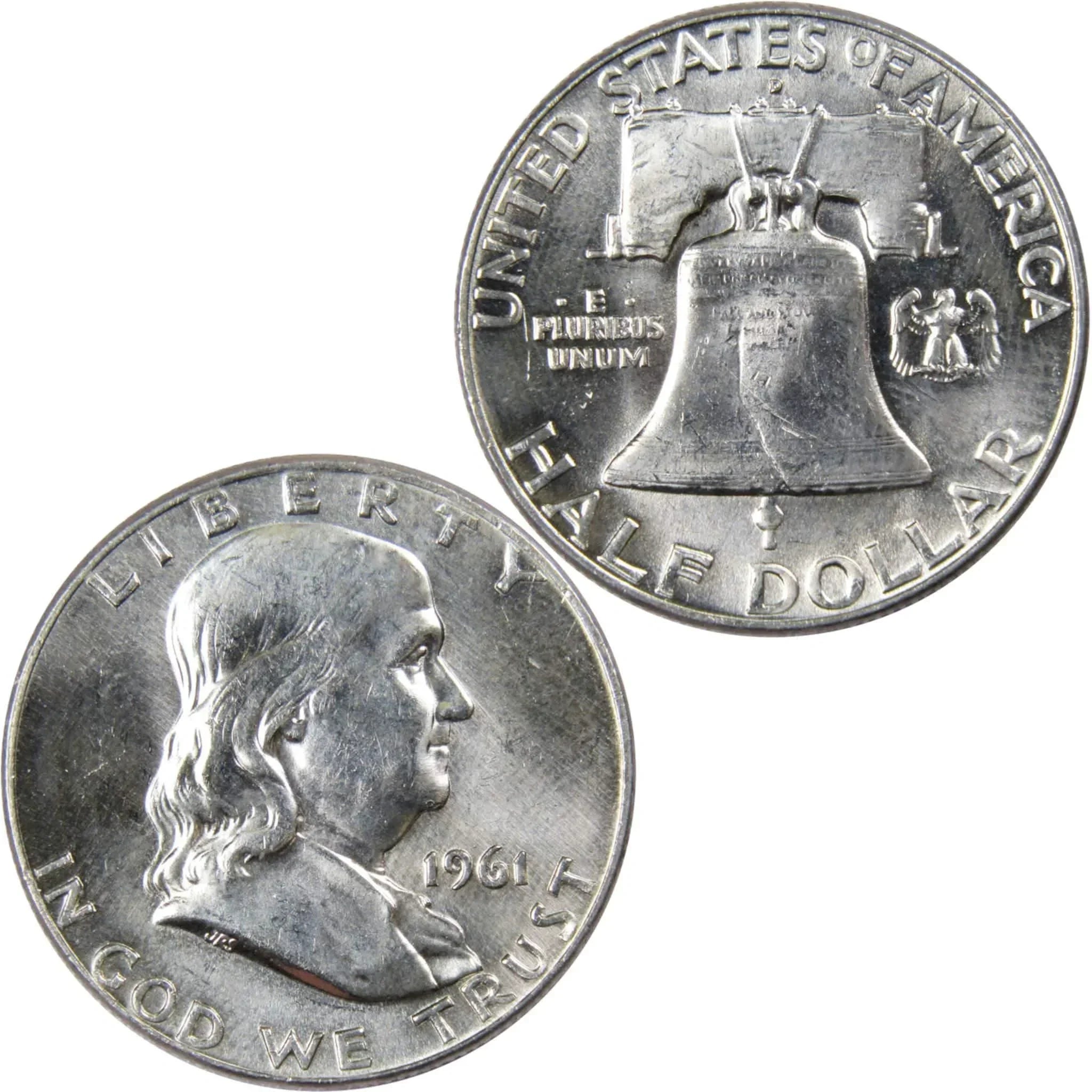 1961 D Franklin Half Dollar AU About Uncirculated 90% Silver 50c US Coin