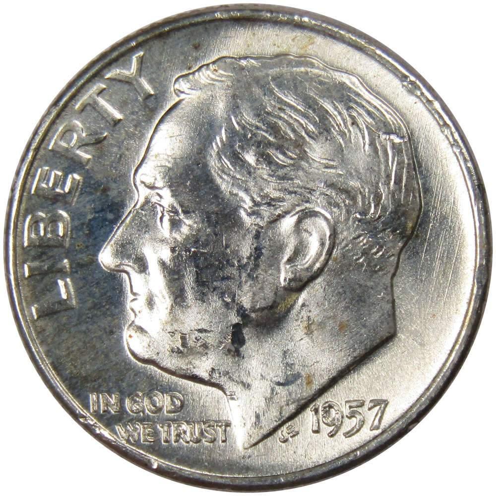 1957 D Roosevelt Dime BU Uncirculated Mint State 90% Silver 10c US Coin