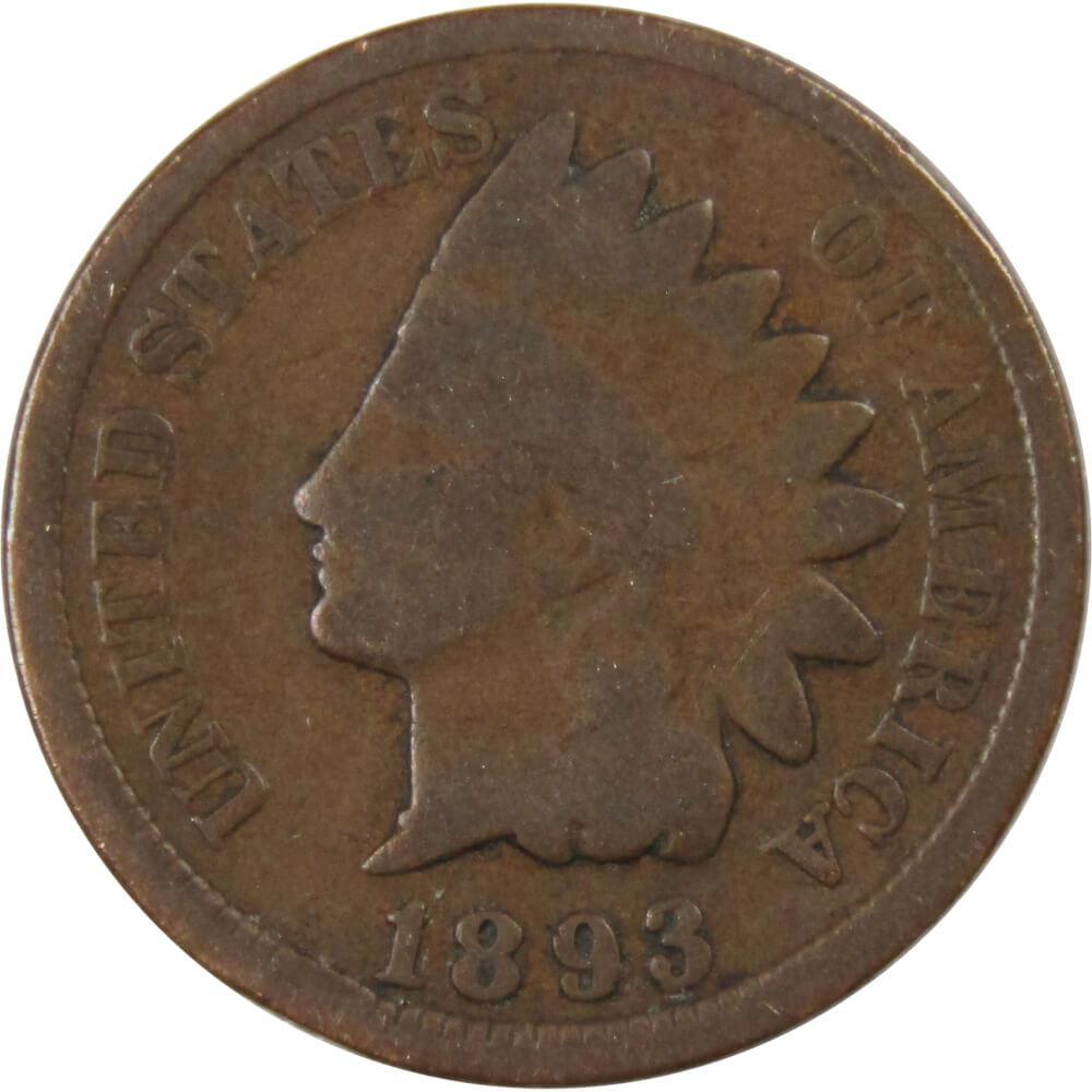 1893 Indian Head Cent AG About Good Bronze Penny 1c Coin Collectible