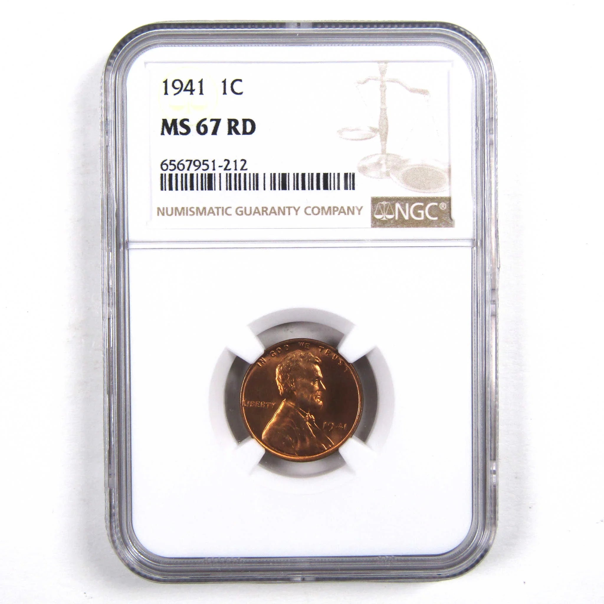 1941 Lincoln Wheat Cent MS 67 RD NGC Penny Uncirculated Coin SKU:I3169