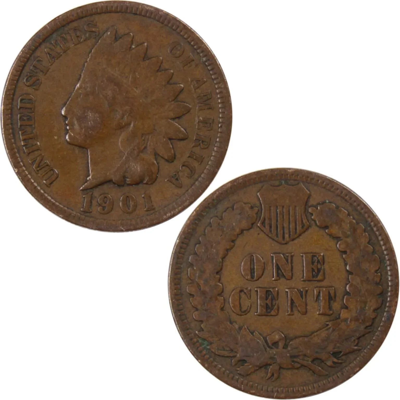 1901 Indian Head Cent VG Very Good Bronze Penny 1c Coin Collectible