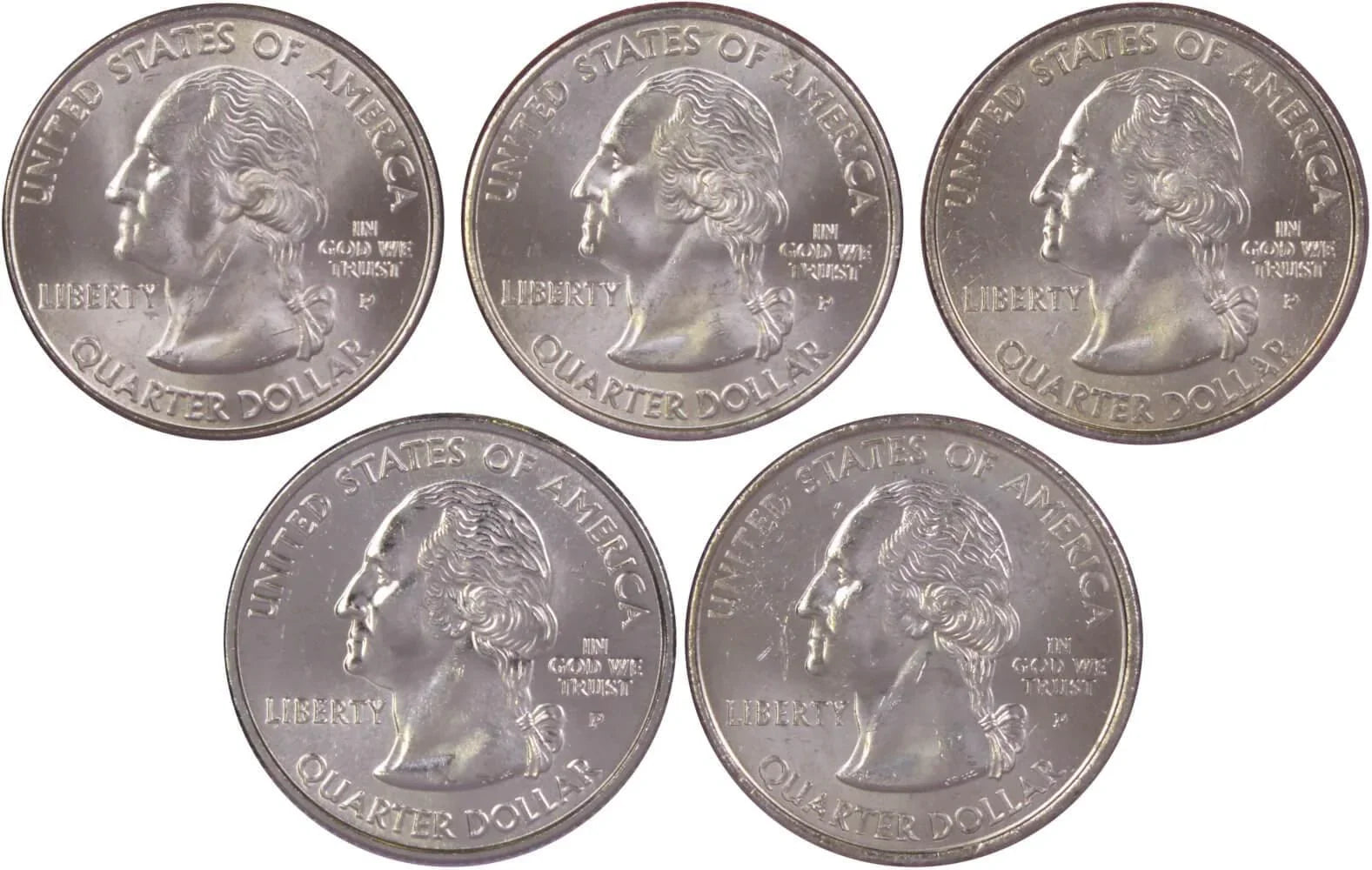 2001 P State Quarter 5 Coin Set BU Uncirculated Mint State 25c Collectible
