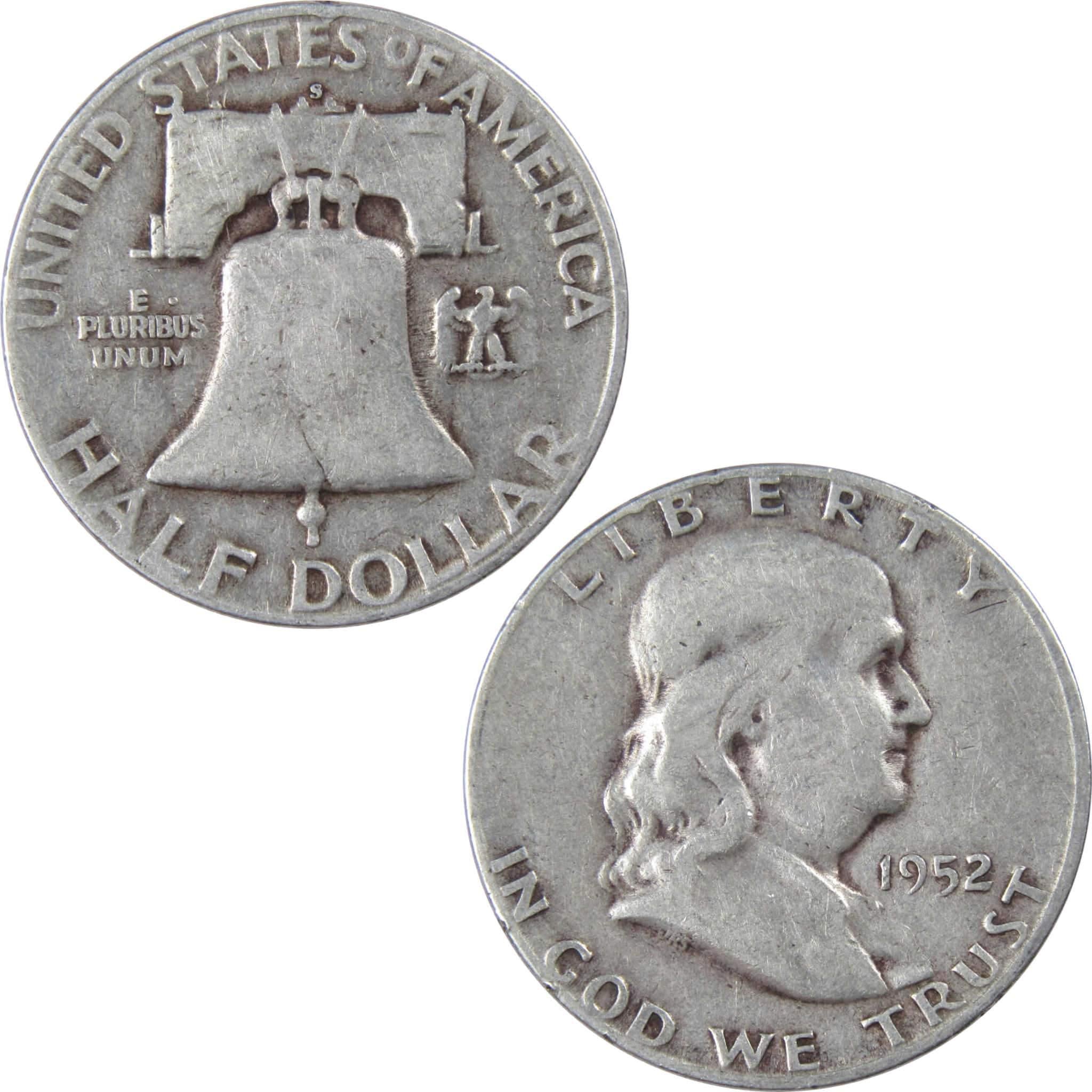 1952 S Franklin Half Dollar VG Very Good 90% Silver 50c US Coin Collectible