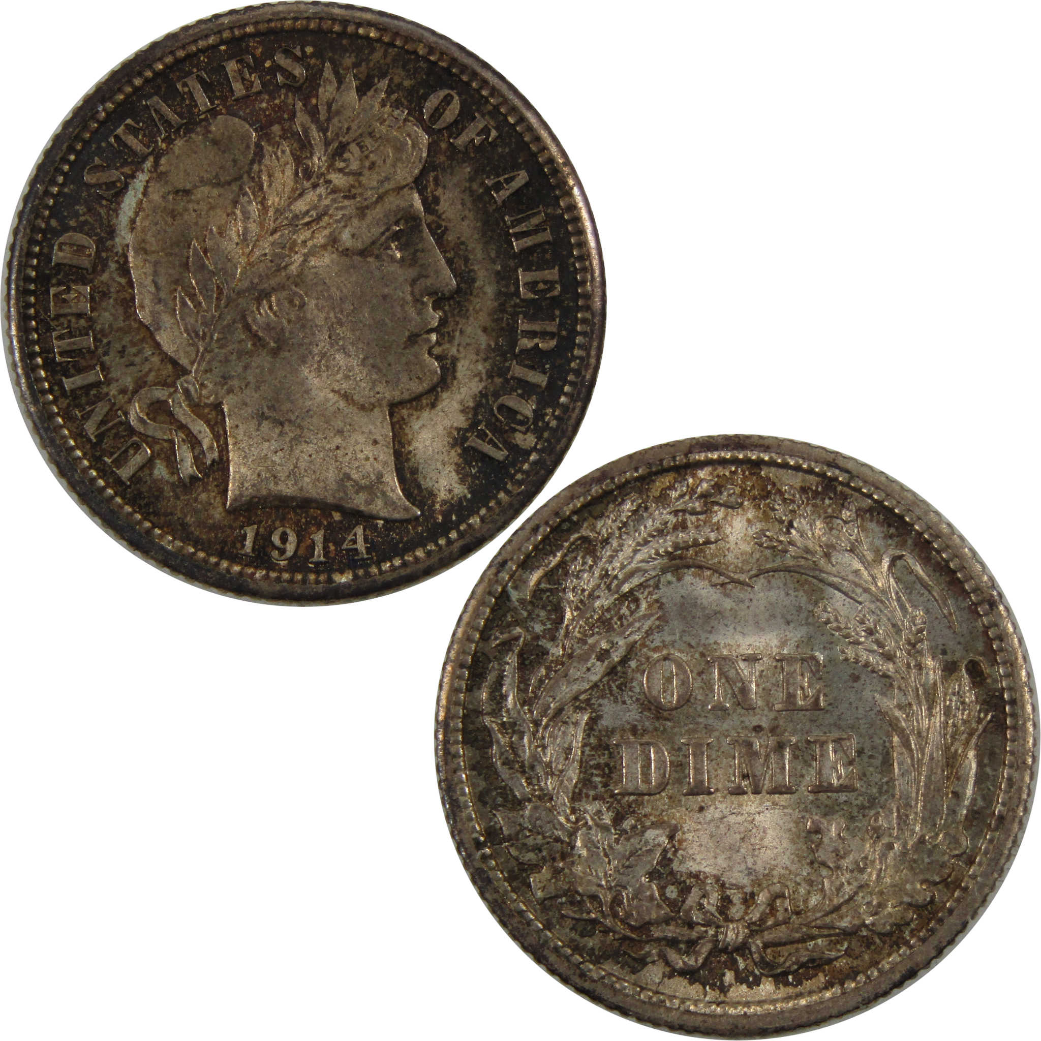 1914 Barber Dime BU Choice Uncirculated 90% Silver 10c Coin SKU:I7673