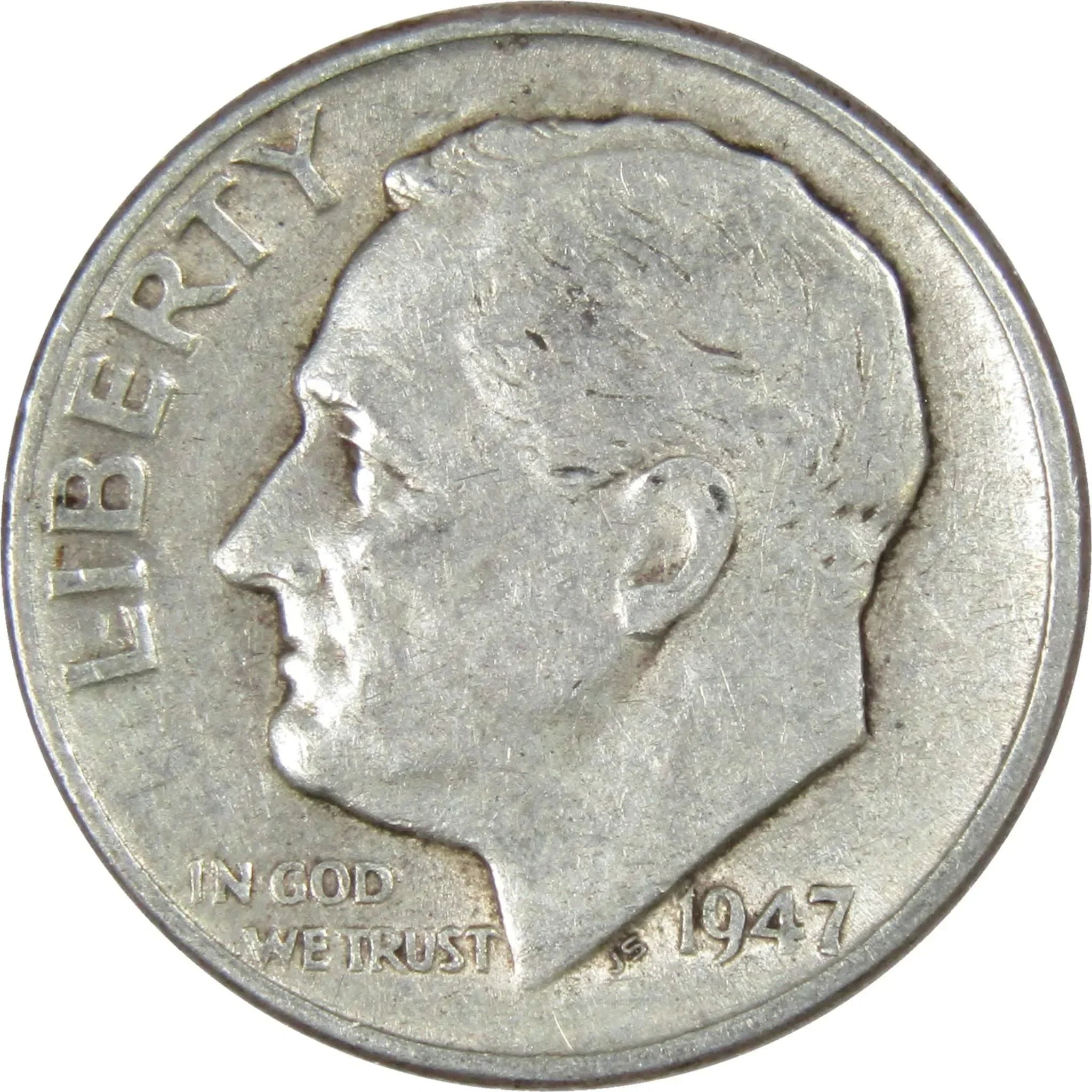 1947 Roosevelt Dime AG About Good 90% Silver 10c US Coin Collectible