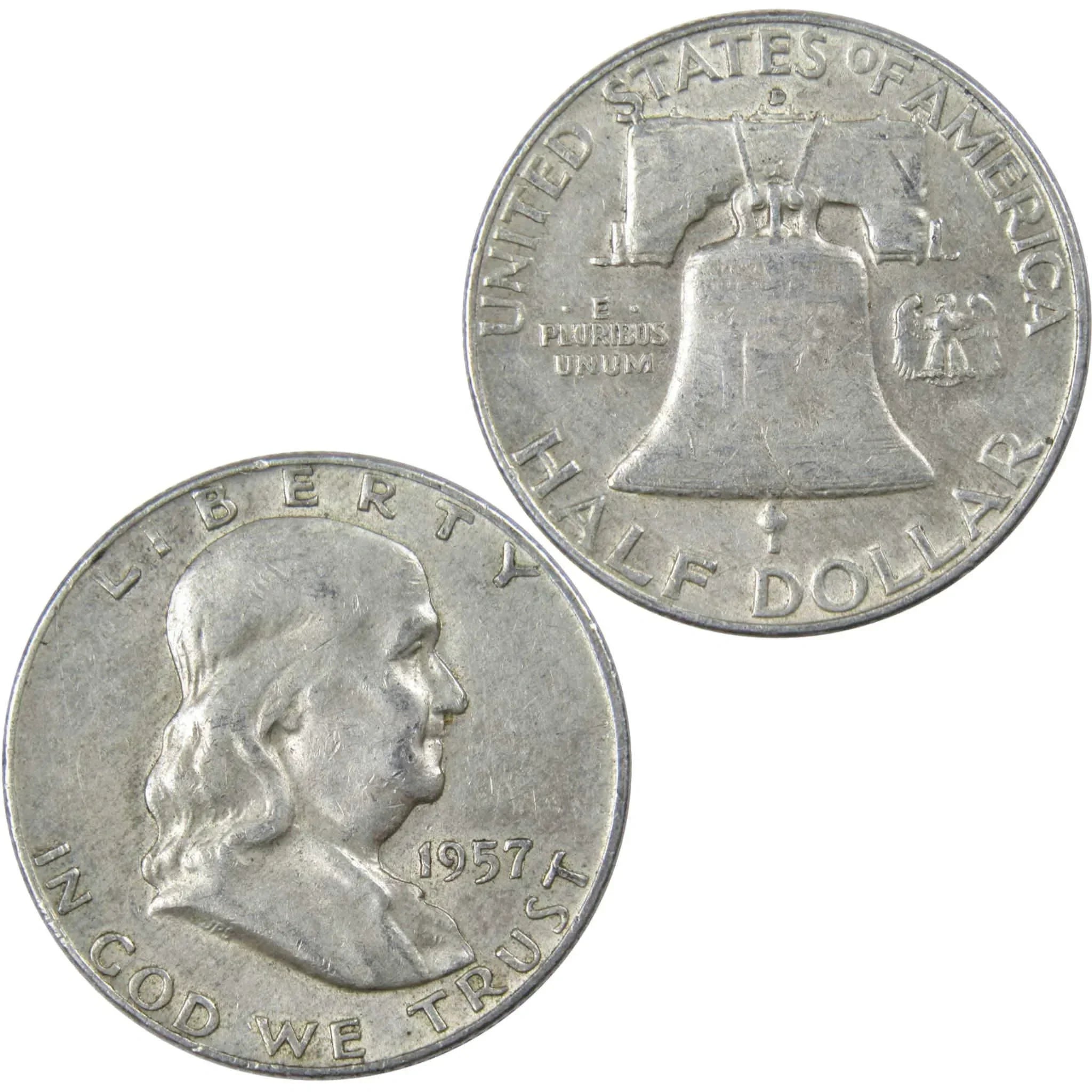 1957 D Franklin Half Dollar XF EF Extremely Fine 90% Silver 50c US Coin