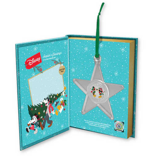 Disney Season's Greetings Mickey Mouse Silver Ornament 2022 SKU:OPC78