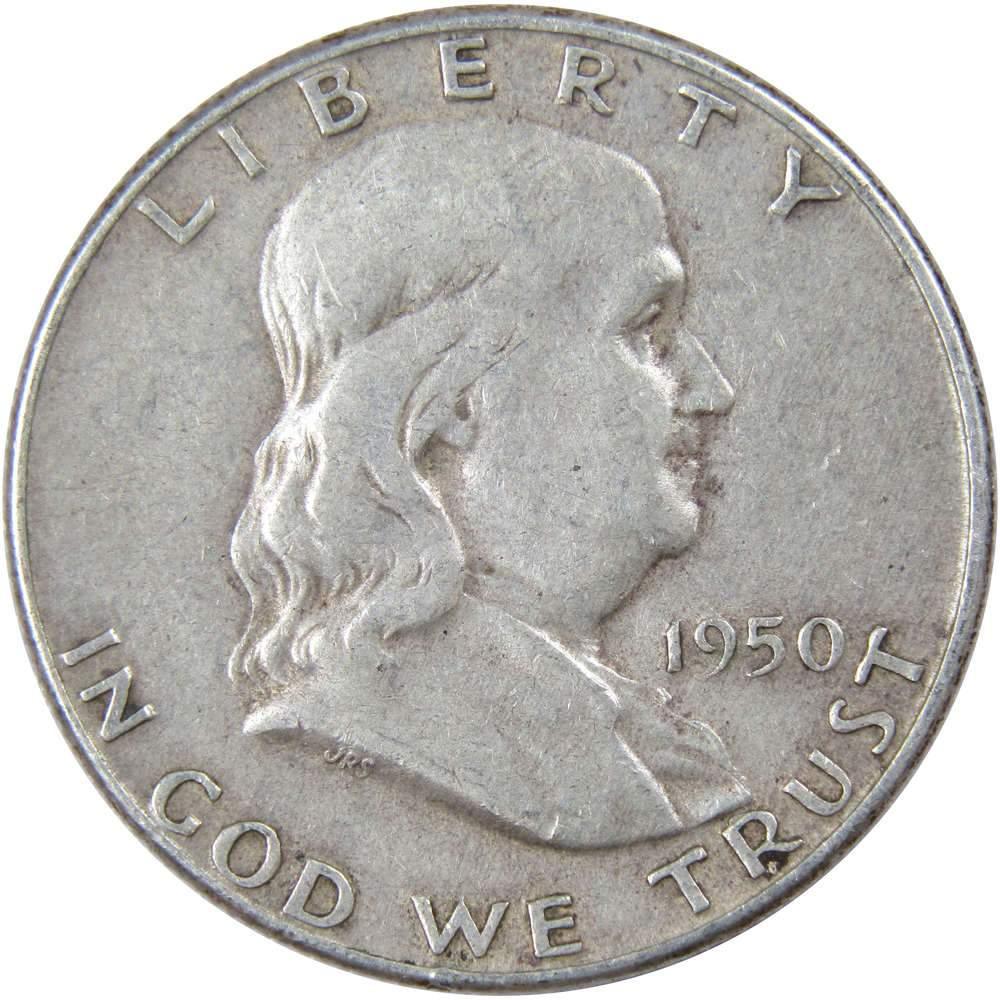1950 Franklin Half Dollar F Fine 90% Silver 50c US Coin Collectible