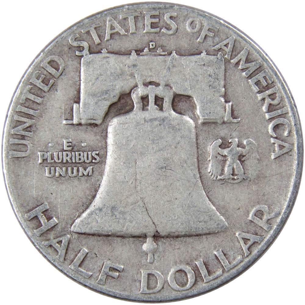 1950 D Franklin Half Dollar F Fine 90% Silver 50c US Coin Collectible