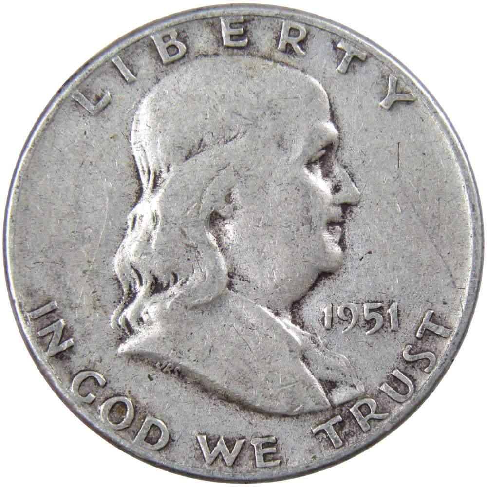 1951 Franklin Half Dollar VG Very Good 90% Silver 50c US Coin Collectible