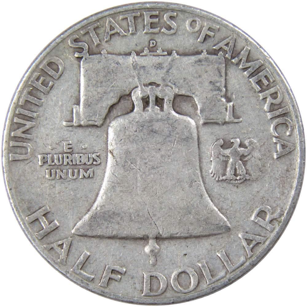 1951 D Franklin Half Dollar F Fine 90% Silver 50c US Coin Collectible