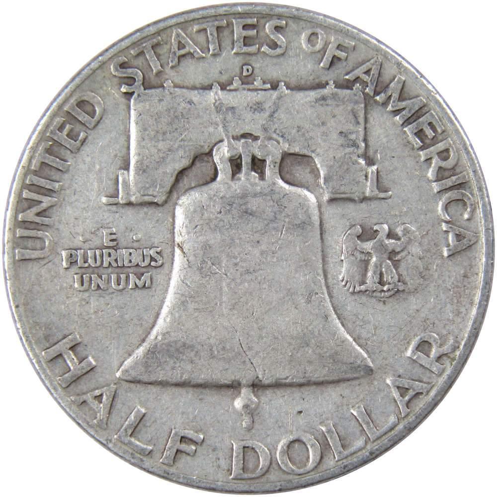 1951 D Franklin Half Dollar F Fine 90% Silver 50c US Coin Collectible