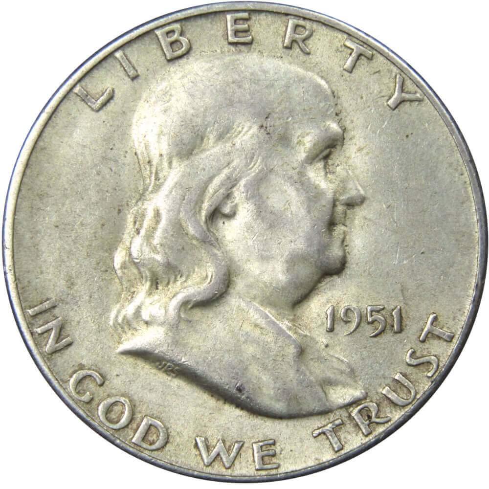1951 S Franklin Half Dollar AU About Uncirculated 90% Silver 50c US Coin
