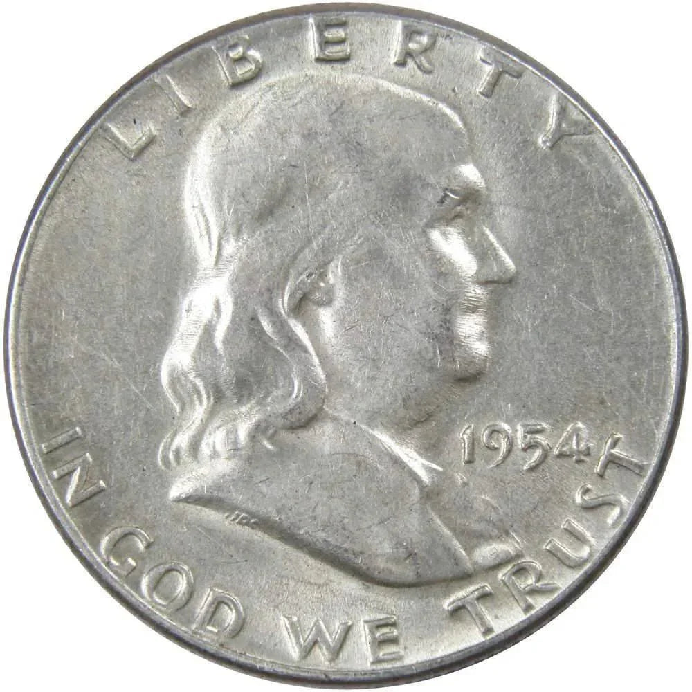1954 Franklin Half Dollar AU About Uncirculated 90% Silver 50c US Coin