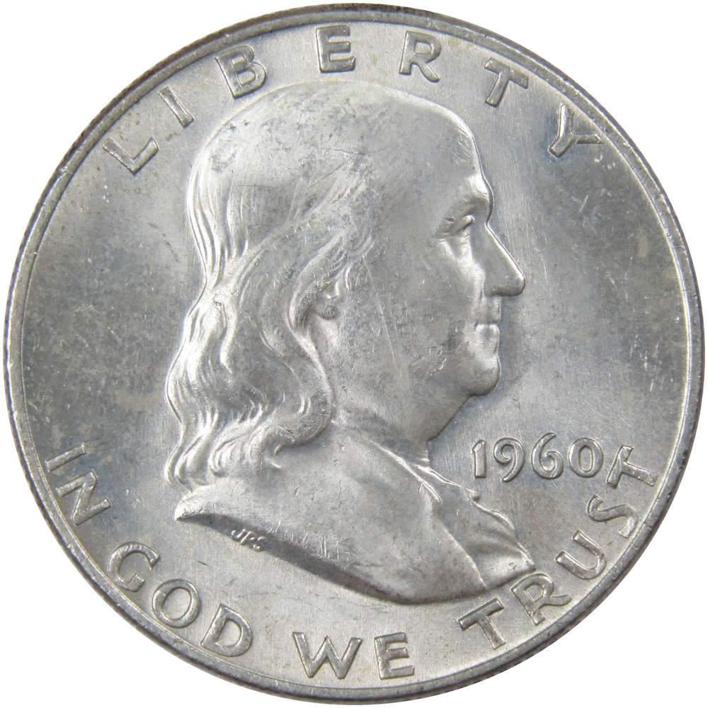 1960 D Franklin Half Dollar AU About Uncirculated 90% Silver 50c US Coin