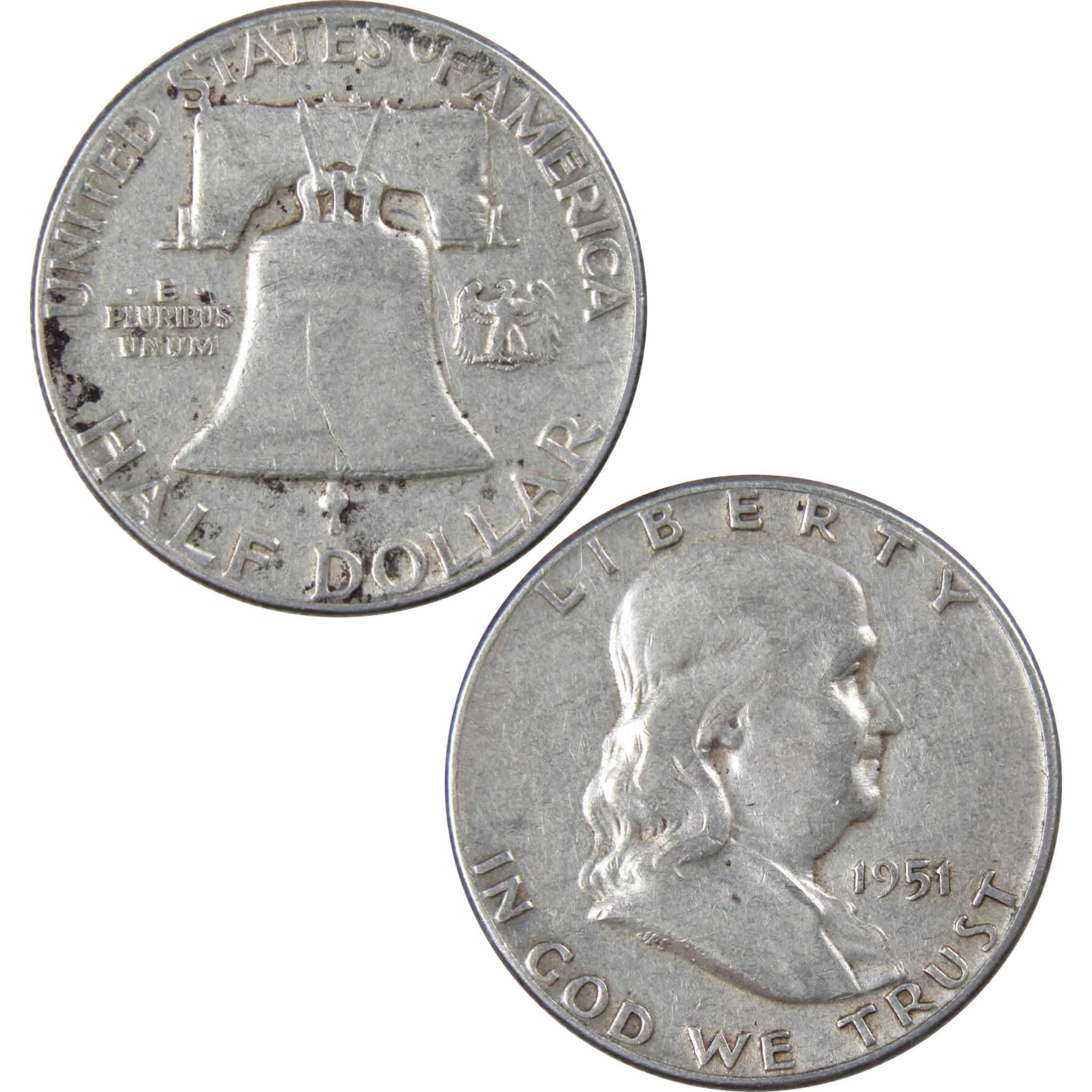 1951 Franklin Half Dollar AG About Good 90% Silver 50c US Coin Collectible