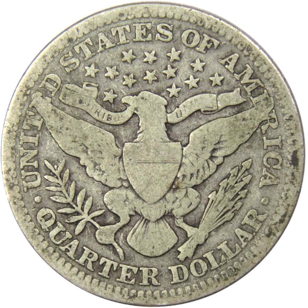 1907 Barber Quarter G Good 90% Silver 25c US Type Coin Collectible