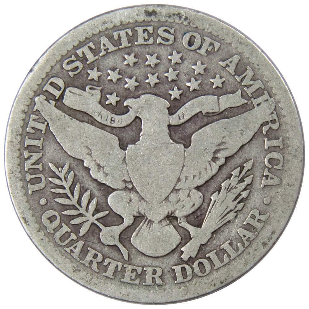 1907 Barber Quarter AG About Good 90% Silver 25c US Type Coin Collectible