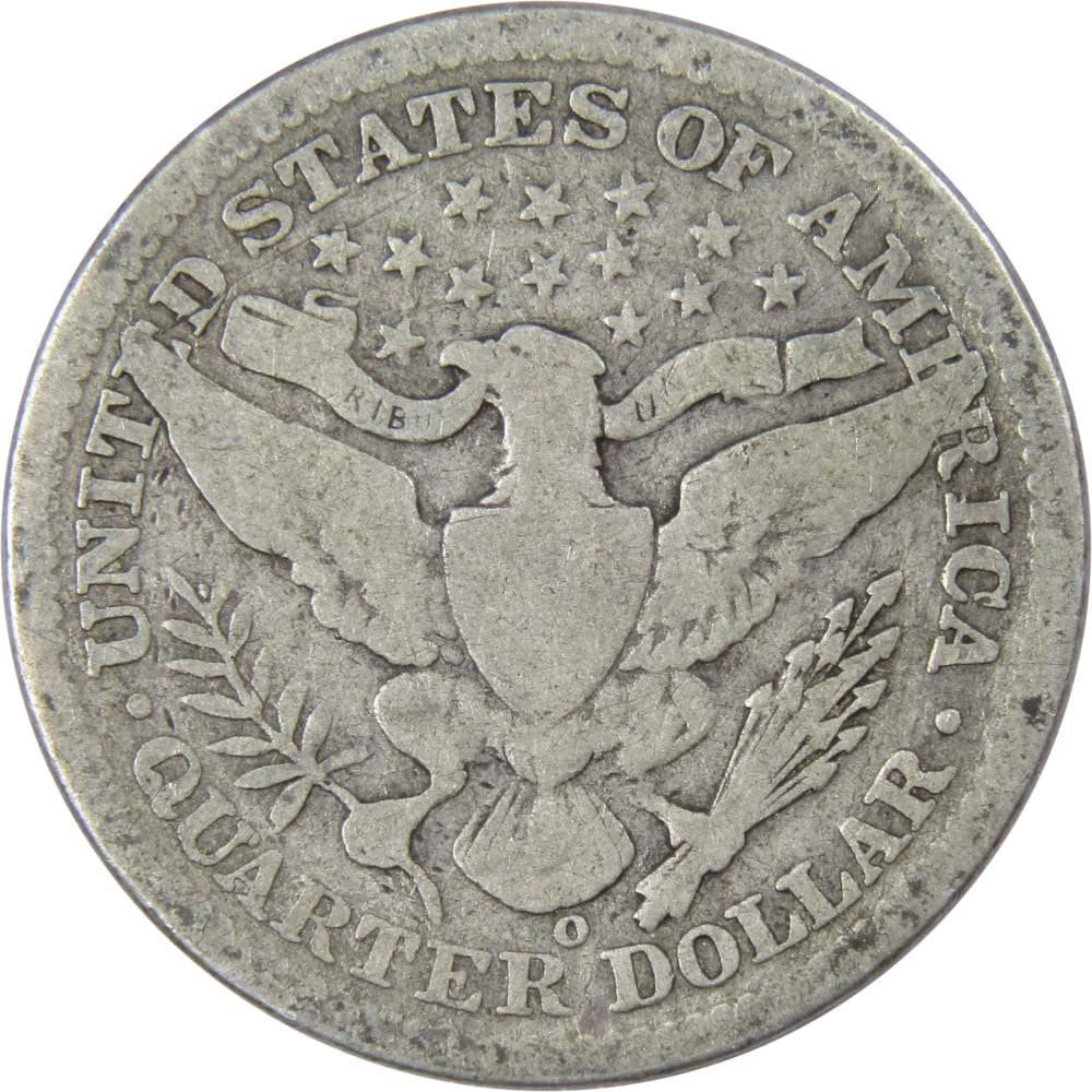 1907 O Barber Quarter AG About Good 90% Silver 25c US Type Coin Collectible