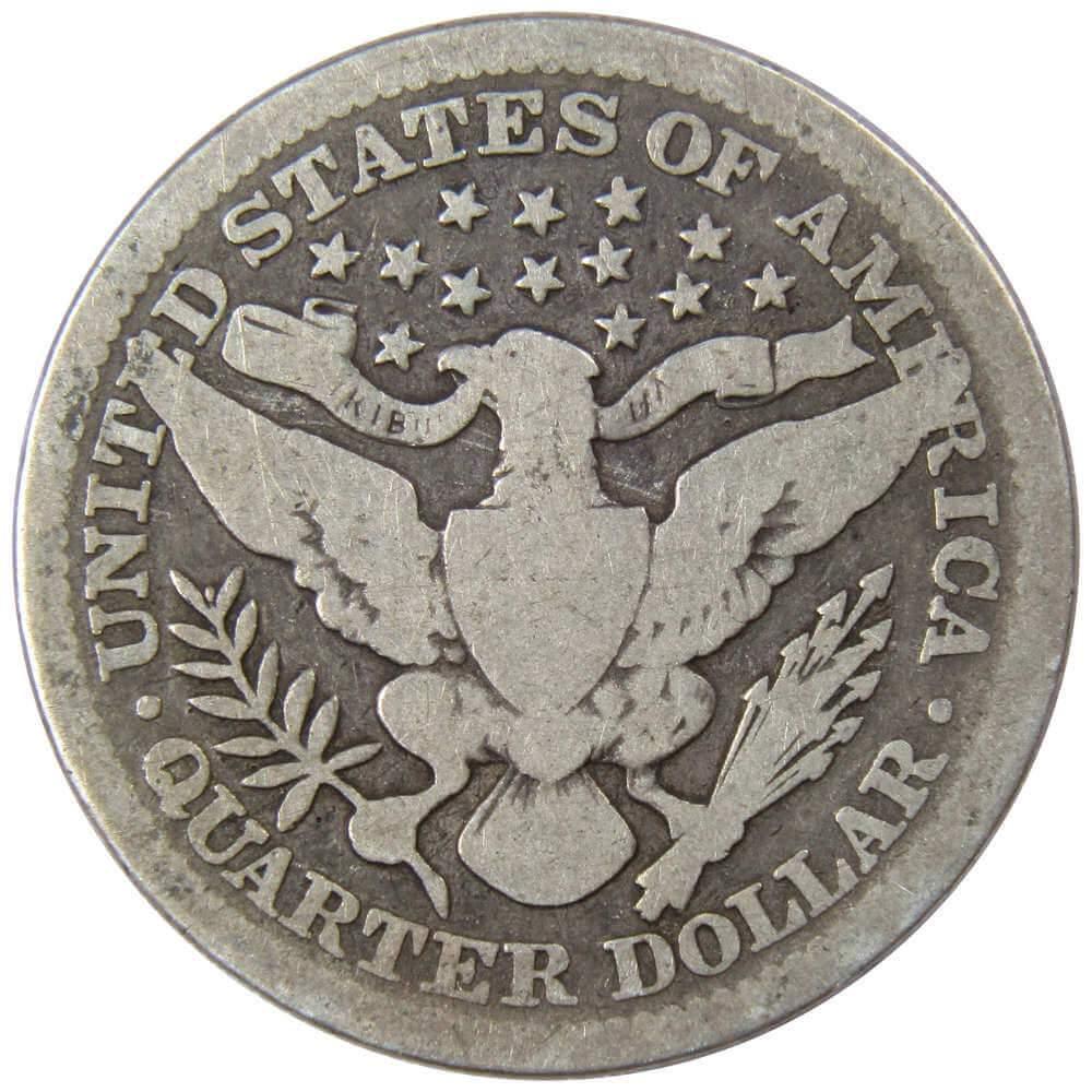 1908 Barber Quarter AG About Good 90% Silver 25c US Type Coin Collectible