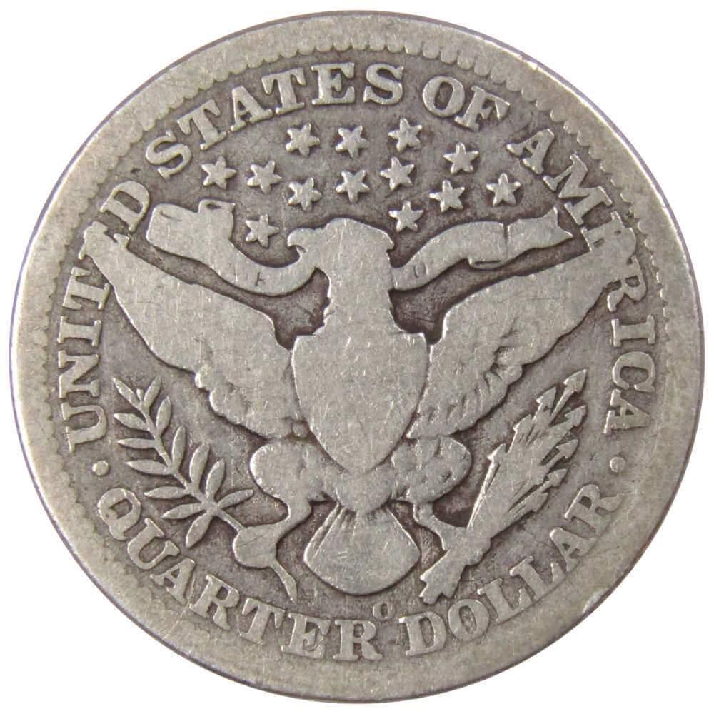 1908 O Barber Quarter G Good 90% Silver 25c US Type Coin Collectible