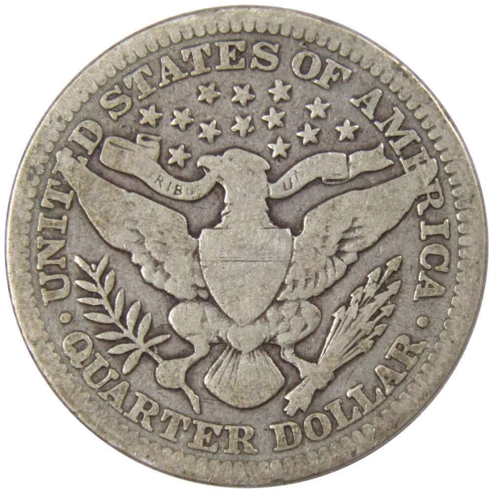 1909 Barber Quarter G Good 90% Silver 25c US Type Coin Collectible