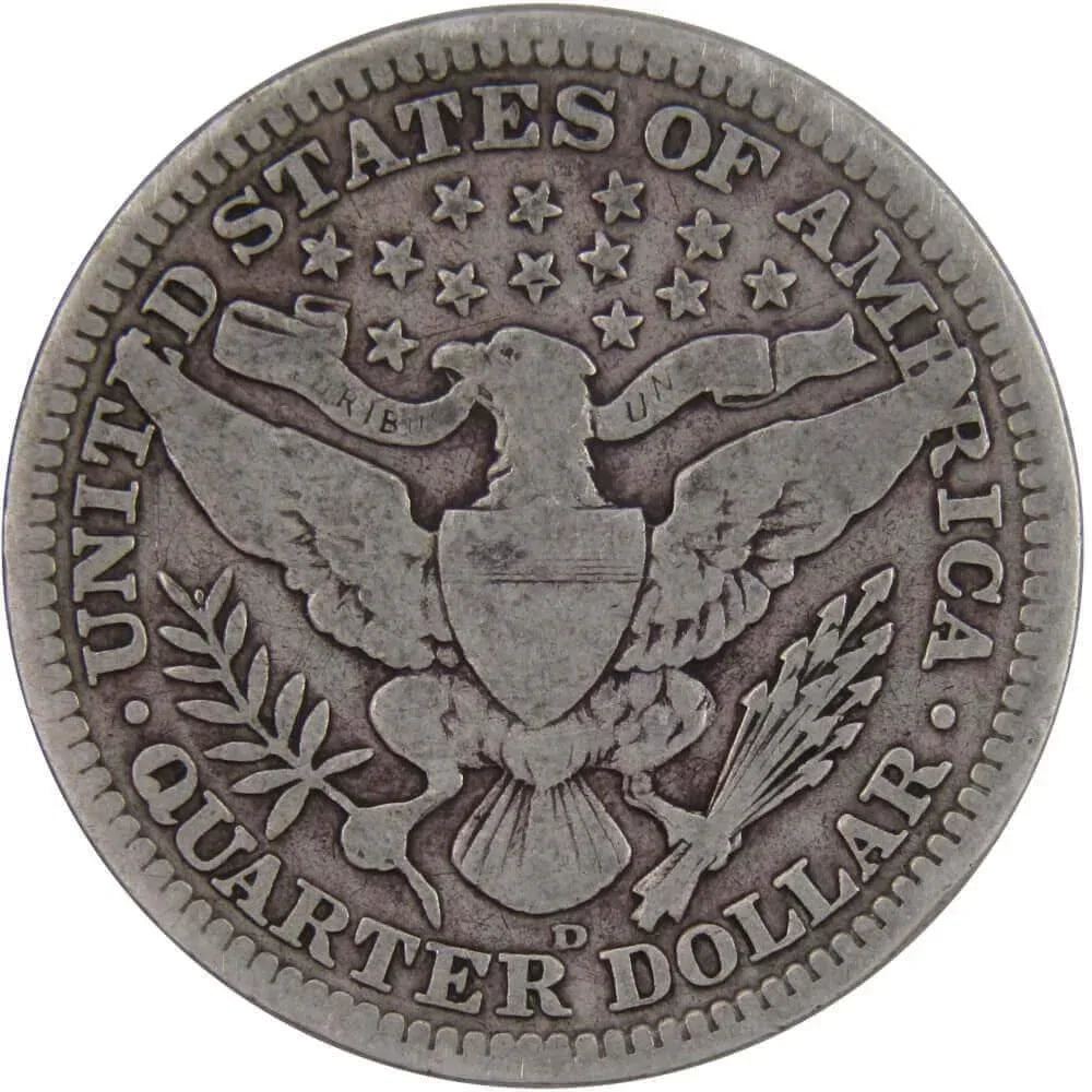 1909 D Barber Quarter AG About Good 90% Silver 25c US Type Coin Collectible