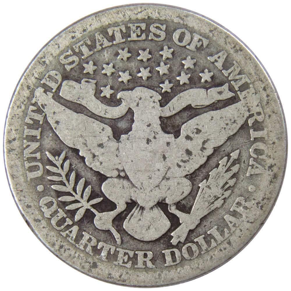 1911 Barber Quarter G Good 90% Silver 25c US Type Coin Collectible