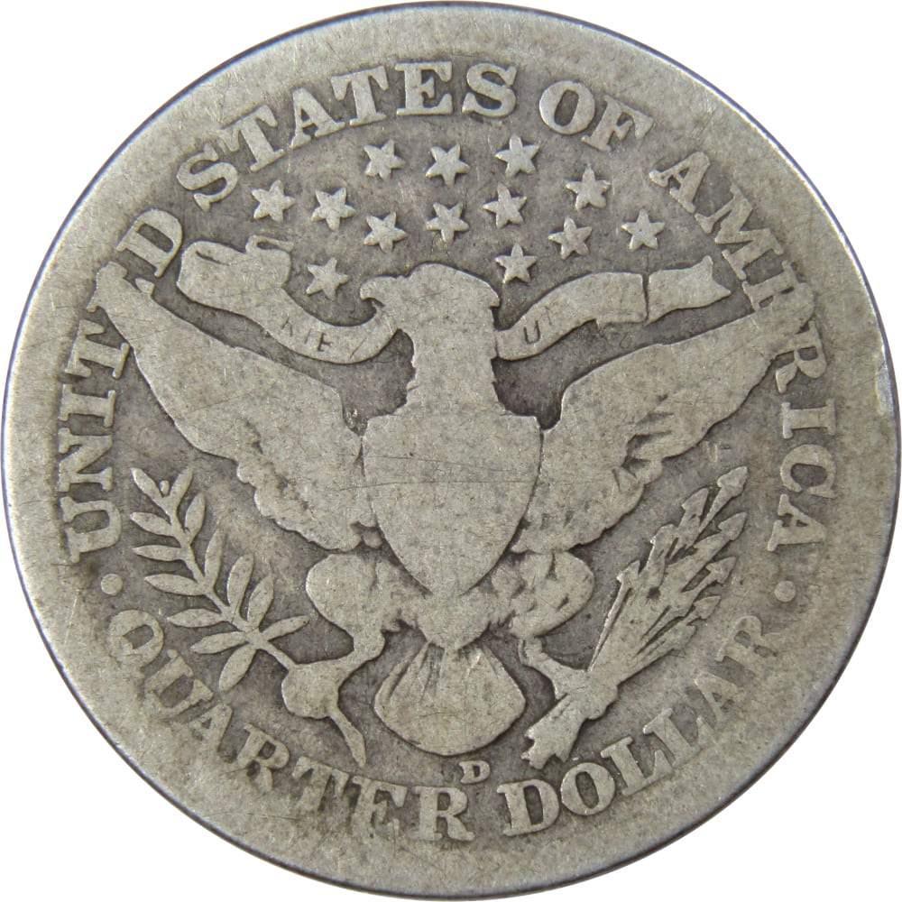1911 D Barber Quarter G Good 90% Silver 25c US Type Coin Collectible