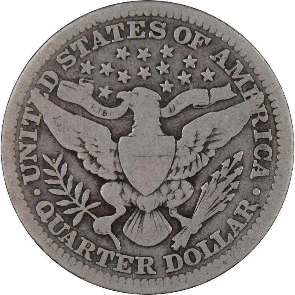 1914 Barber Quarter VG Very Good 90% Silver 25c US Type Coin Collectible