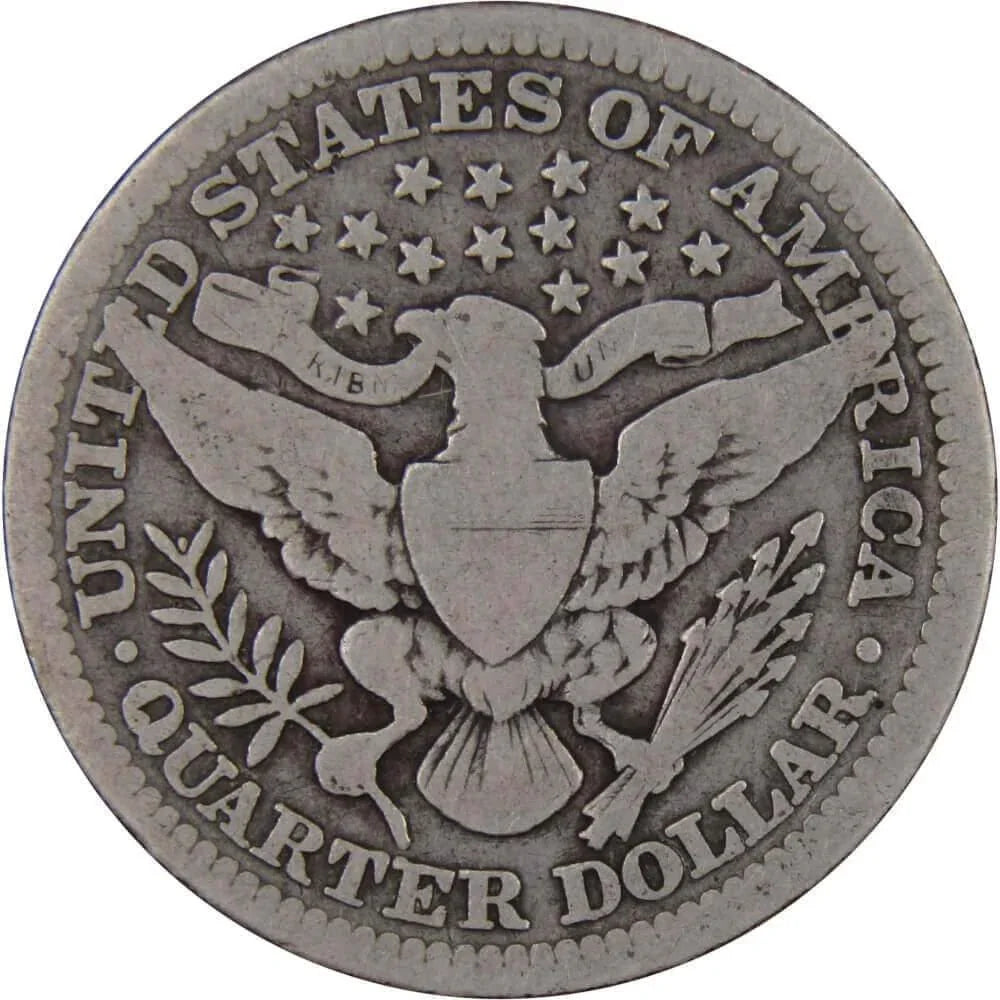 1914 Barber Quarter VG Very Good 90% Silver 25c US Type Coin Collectible