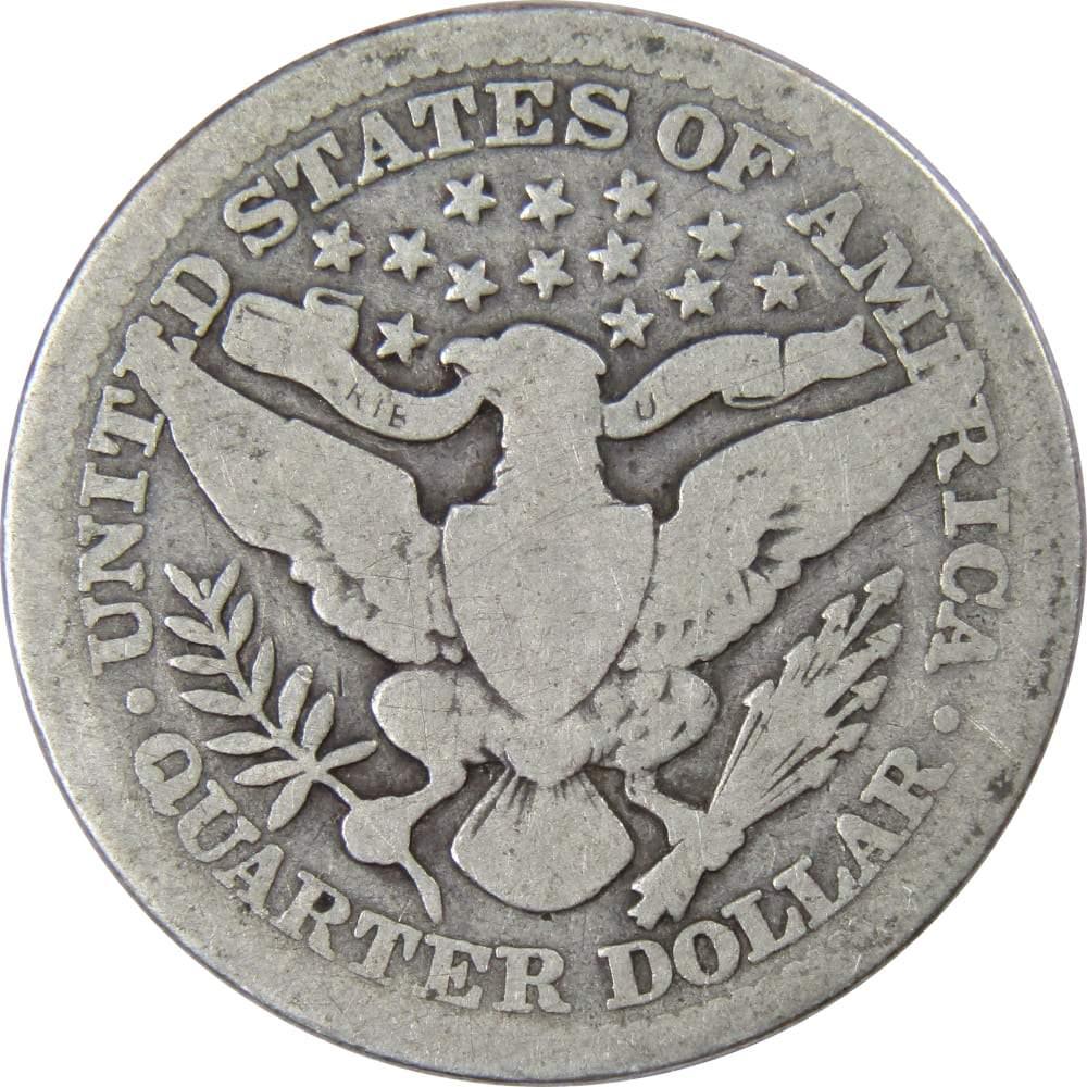 1914 Barber Quarter AG About Good 90% Silver 25c US Type Coin Collectible