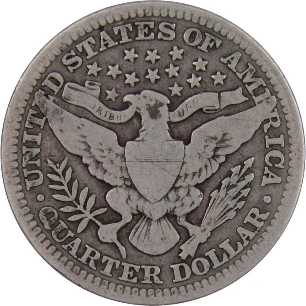 1915 Barber Quarter G Good 90% Silver 25c US Type Coin Collectible