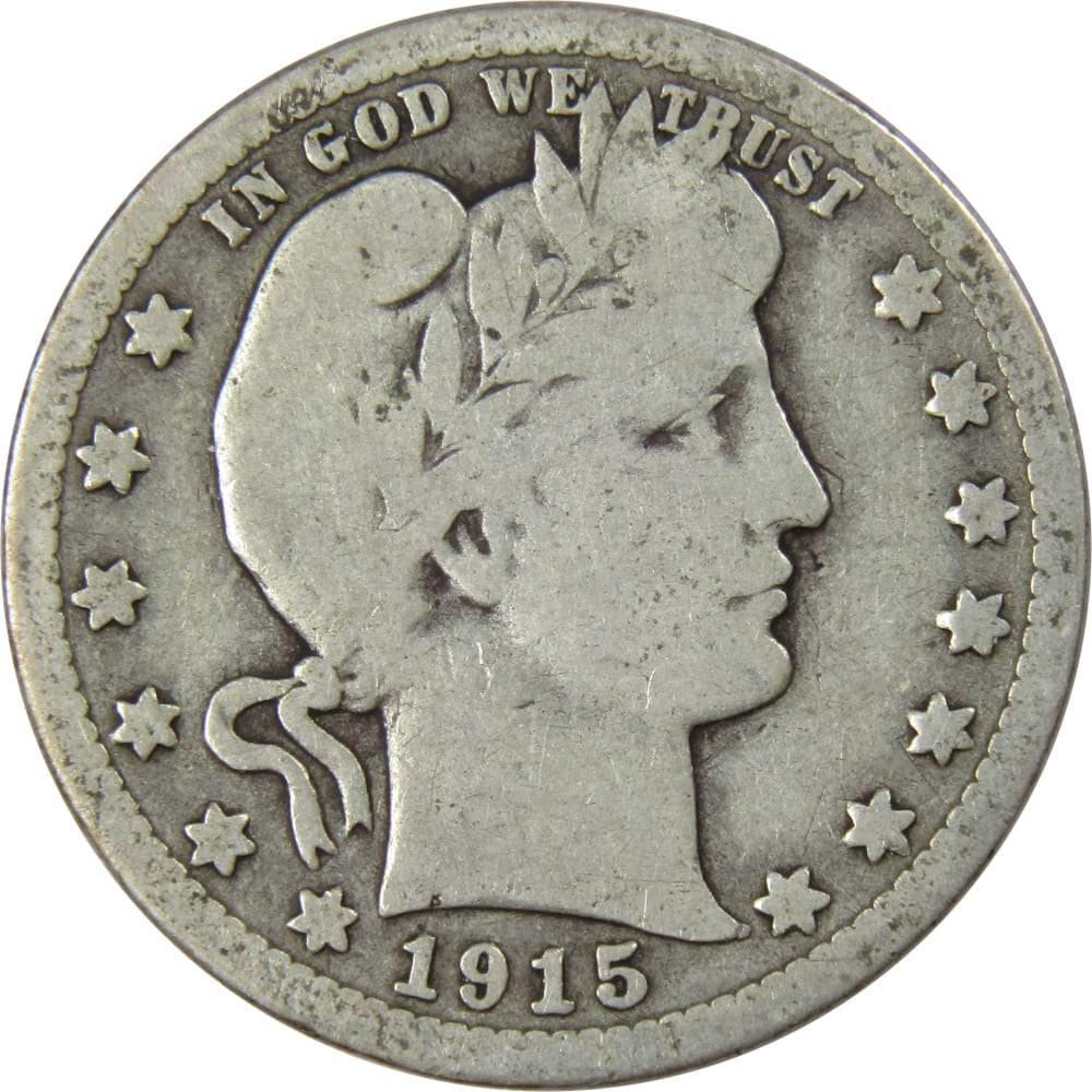 1915 S Barber Quarter G Good 90% Silver 25c US Type Coin Collectible