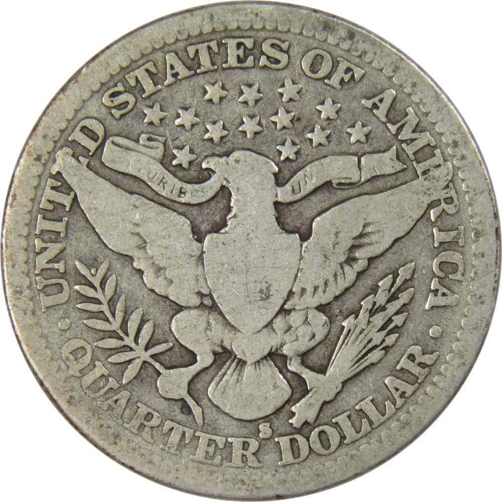 1915 S Barber Quarter G Good 90% Silver 25c US Type Coin Collectible