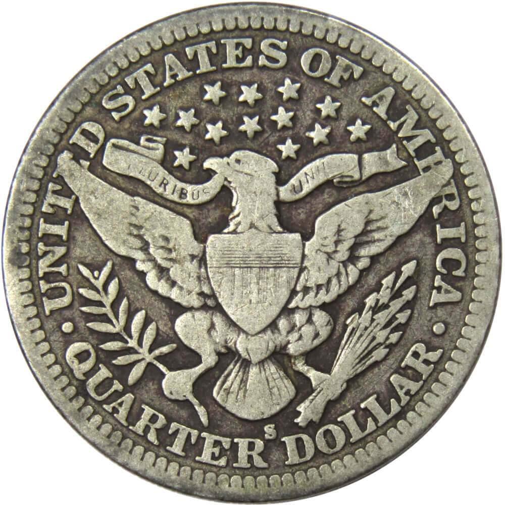 1915 S Barber Quarter VG Very Good 90% Silver 25c US Type Coin Collectible