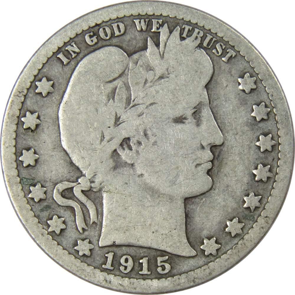 1915 S Barber Quarter AG About Good 90% Silver 25c US Type Coin Collectible