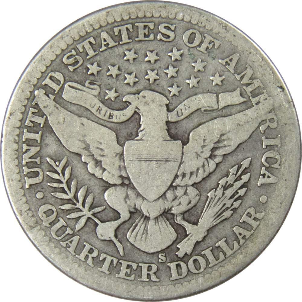 1915 S Barber Quarter AG About Good 90% Silver 25c US Type Coin Collectible