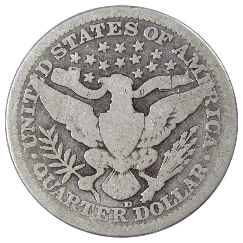 1916 D Barber Quarter G Good 90% Silver 25c US Type Coin Collectible
