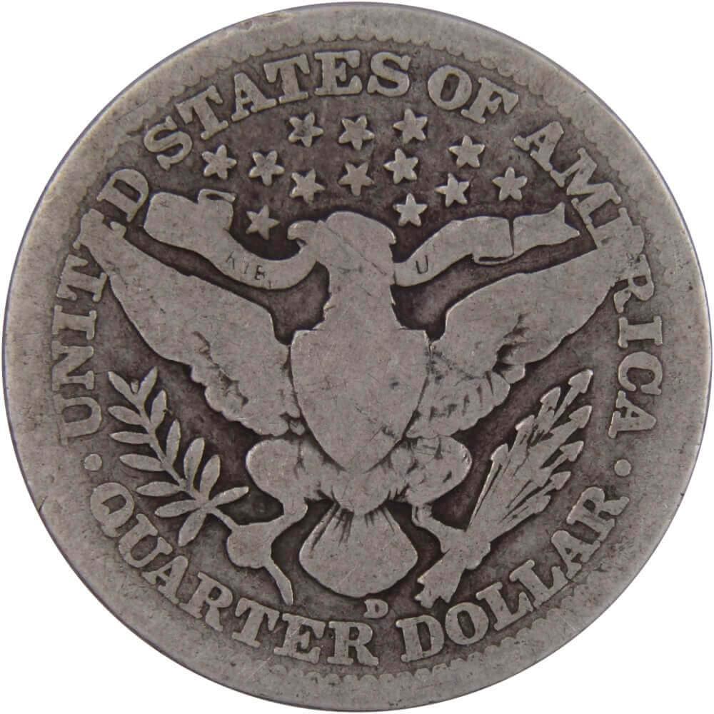 1916 D Barber Quarter AG About Good 90% Silver 25c US Type Coin Collectible