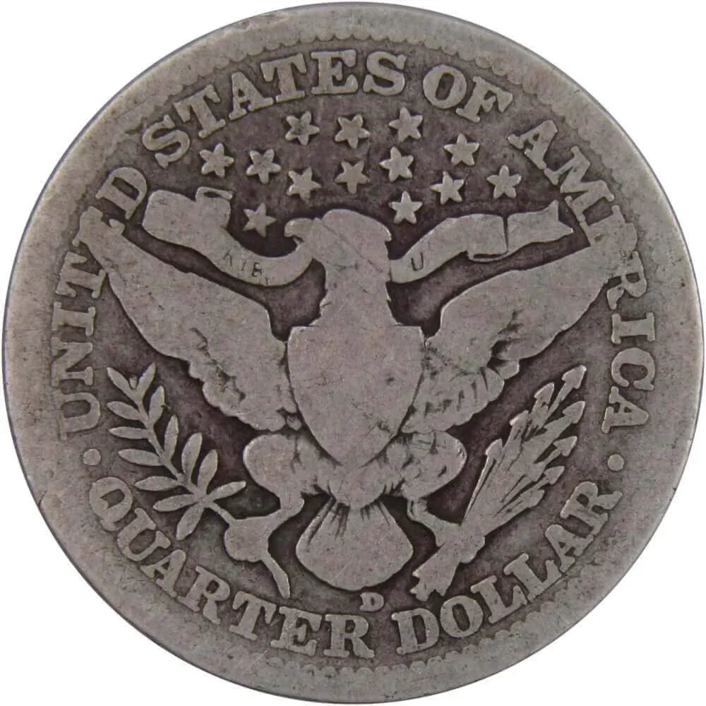 1916 D Barber Quarter AG About Good 90% Silver 25c US Type Coin Collectible