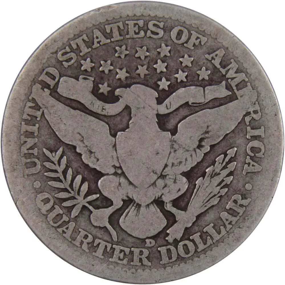 1916 D Barber Quarter AG About Good 90% Silver 25c US Type Coin Collectible