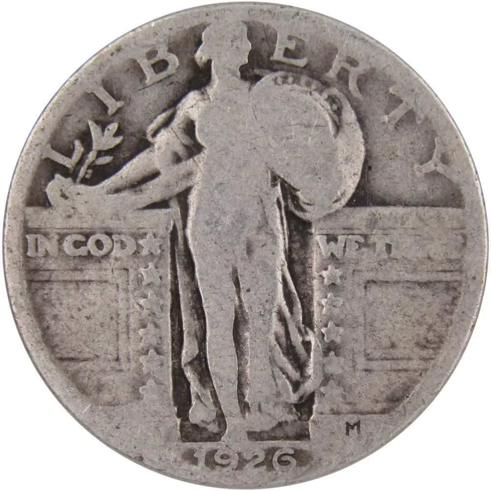 1926 Standing Liberty Quarter G Good 90% Silver 25c US Type Coin Collectible