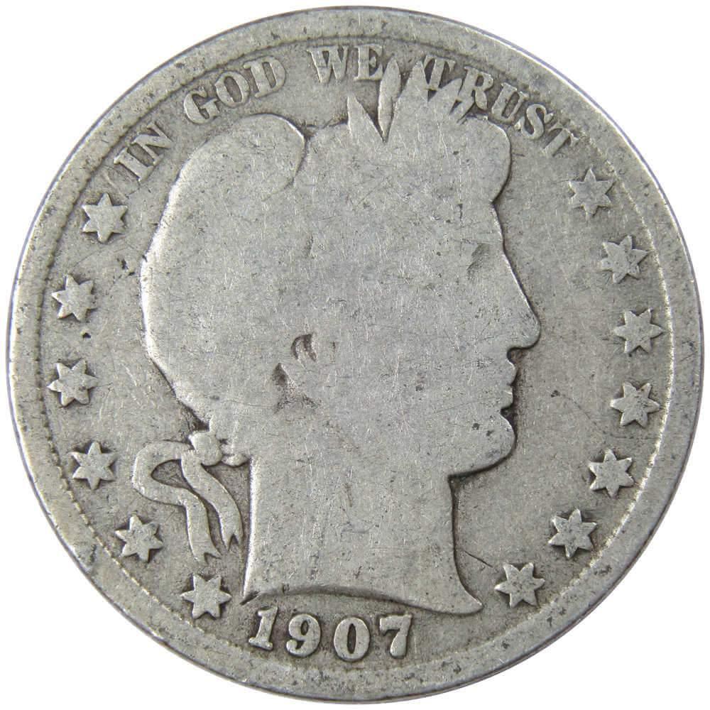 1907 S Barber Half Dollar AG About Good 90 Silver 50c US Type