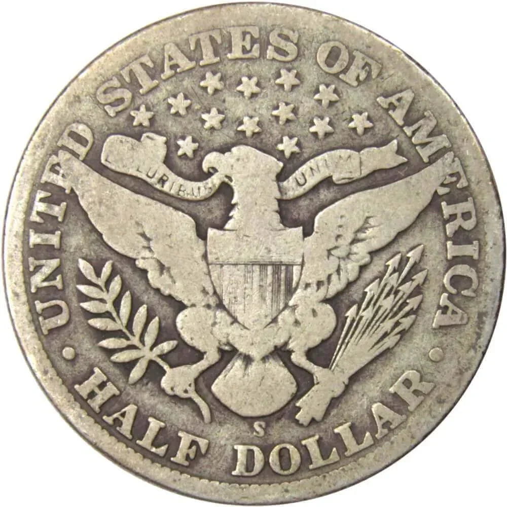 1909 S Barber Half Dollar VG Very Good 90% Silver 50c US Type Coin Collectible