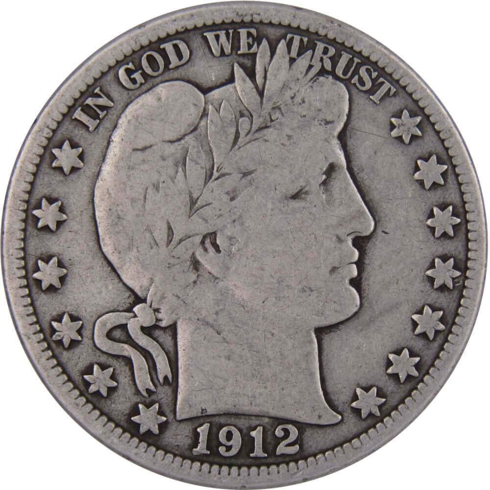 1912 Barber Half Dollar VG Very Good 90% Silver 50c US Type Coin