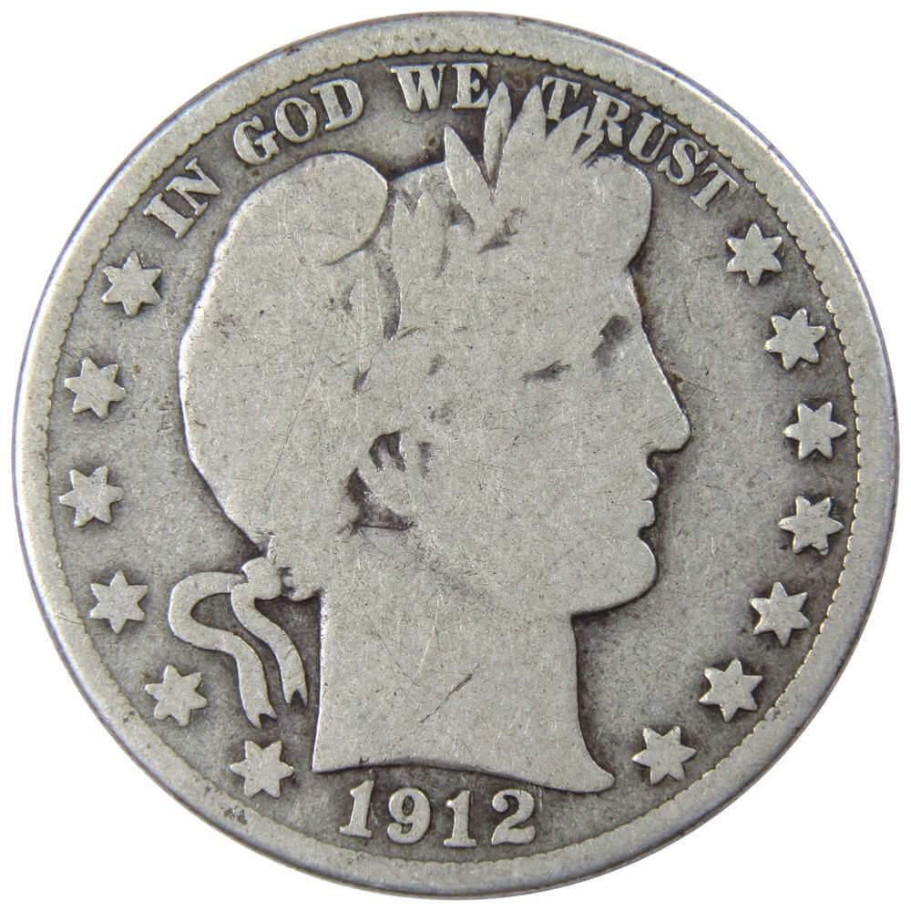1912 D Barber Half Dollar G Good 90% Silver 50c US Type Coin Collectible