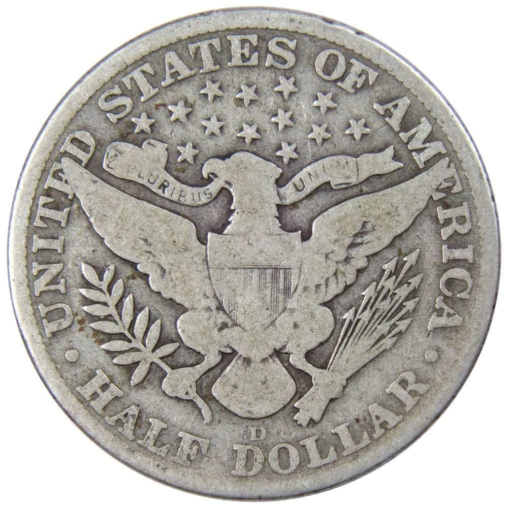 1912 D Barber Half Dollar G Good 90% Silver 50c US Type Coin Collectible