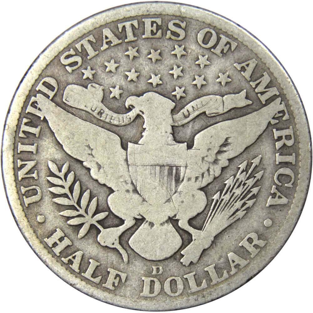 1912 D Barber Half Dollar VG Very Good 90% Silver 50c US Type Coin Collectible